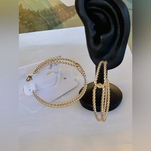 Gold Tone Double Twisted Hoop Earrings